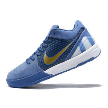 2020 Nike Kobe 4 Protro Blue Metallic Gold-White Shoes